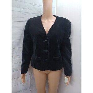 Vtg Russ Black Velvet Blazer Jacket Sz 10 Womens Classic Academia Lined NWT